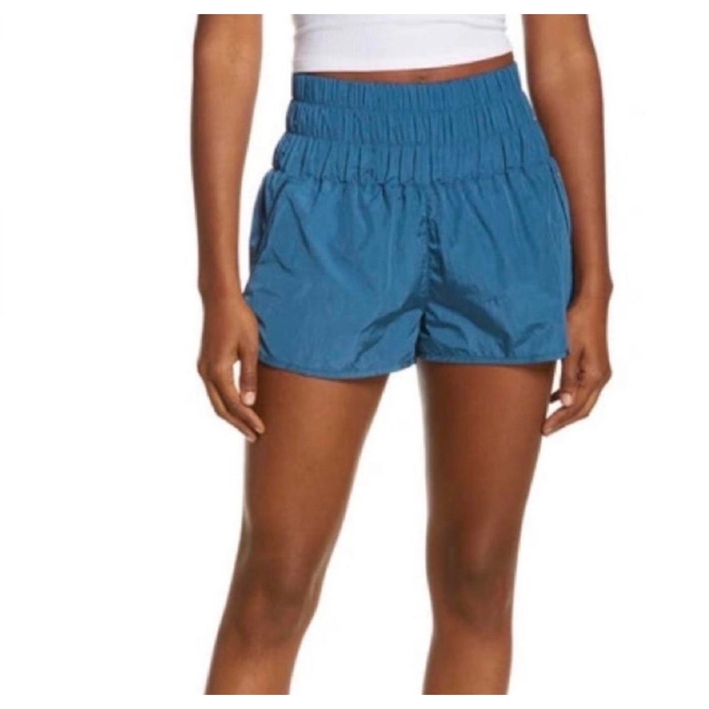 Free People FP Movement The Way Home Boho Retro Blue Shorts Athleisure M
